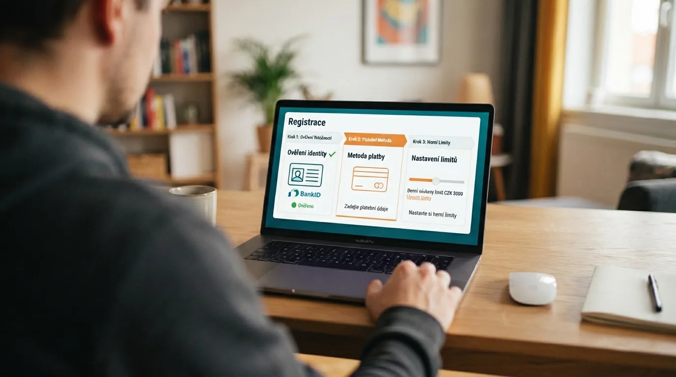 Tříkrokový registrační formulář českého online casina: ověření totožnosti, platební metoda, nastavení limitů