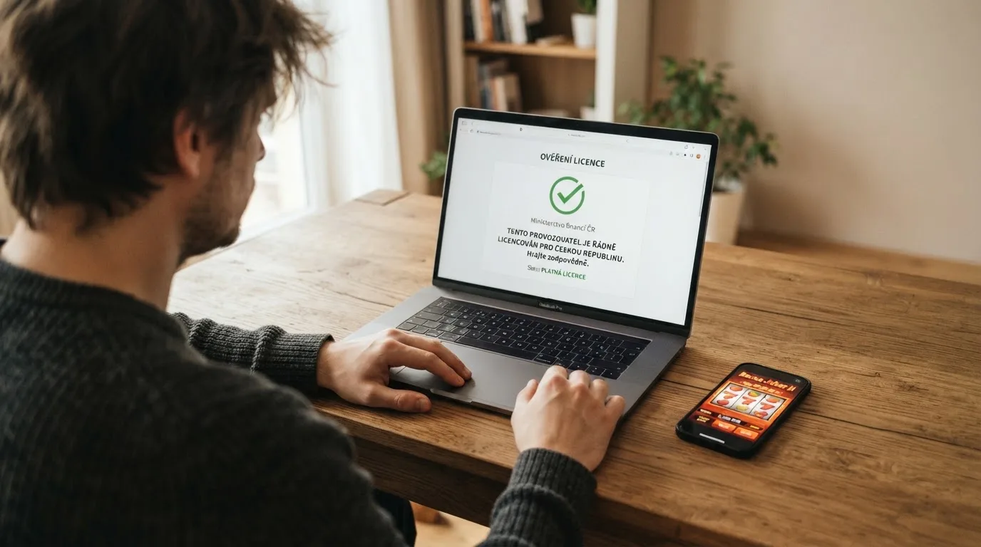 Úřední dokument s razítkem Ministerstva financí ČR vedle displeje s online automatem