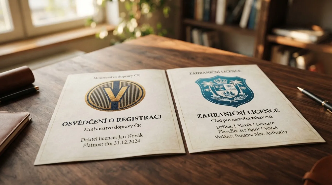 Dokument s razítkem Ministerstva financí ČR vedle symbolu zahraniční herní licence