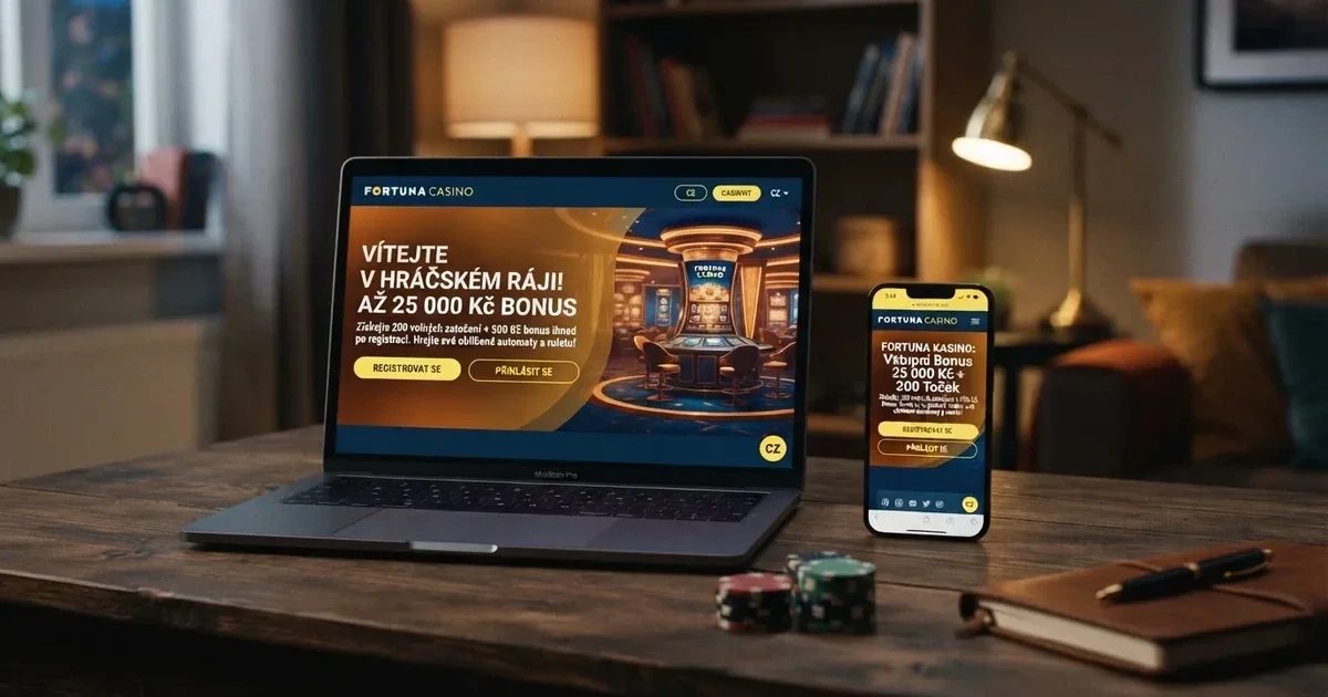Rozhraní online casina s nabídkou vstupního bonusu bez vkladu na obrazovce počítače a mobilního telefonu